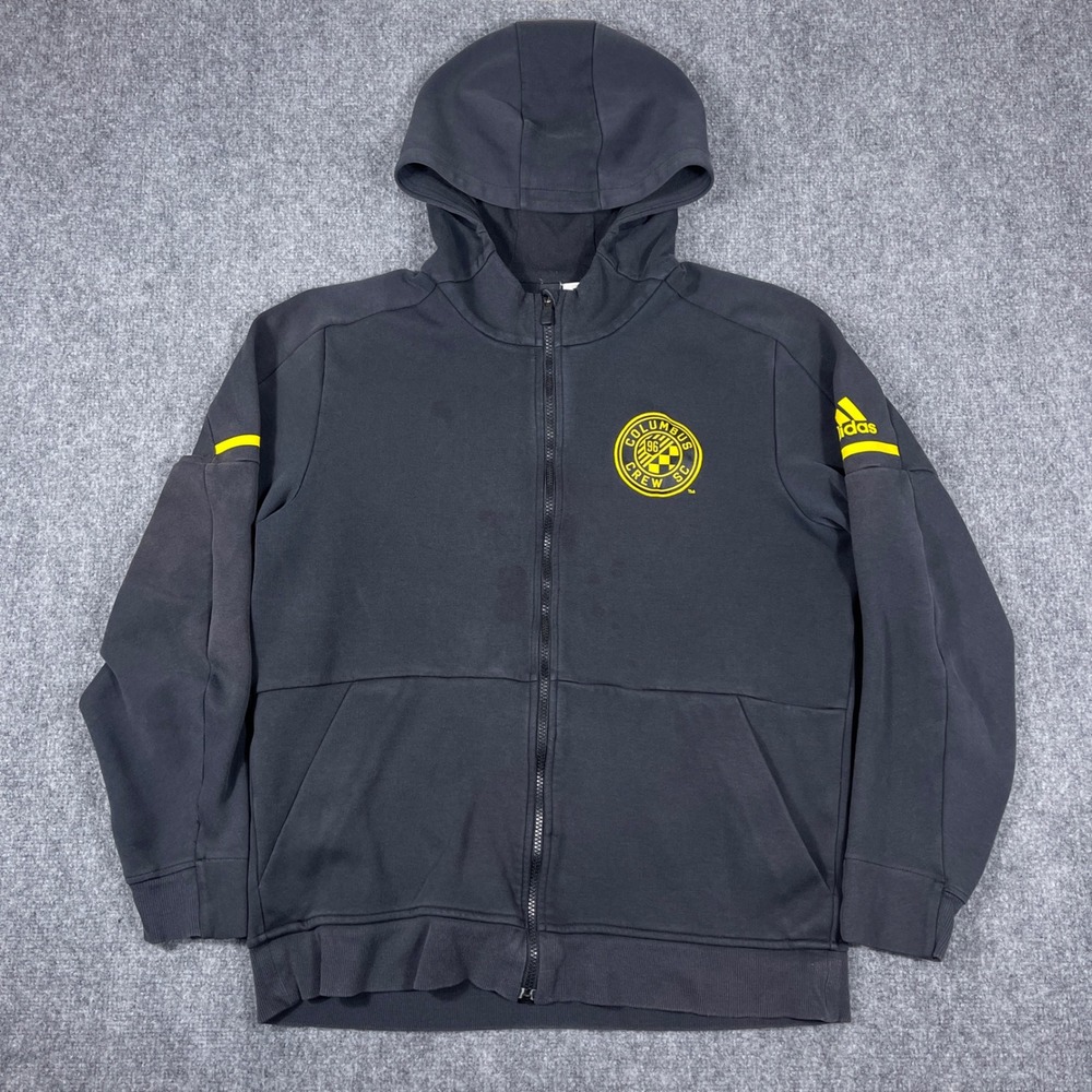 Adidas Full Zip Hoodie Mens XL Black Columbus Crew SC Soccer Sportswear